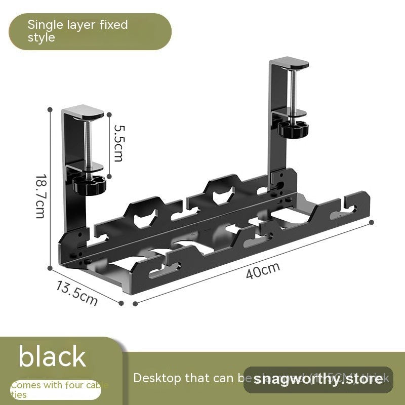 Under-desk cable rack in black finish | Snagworthy.store