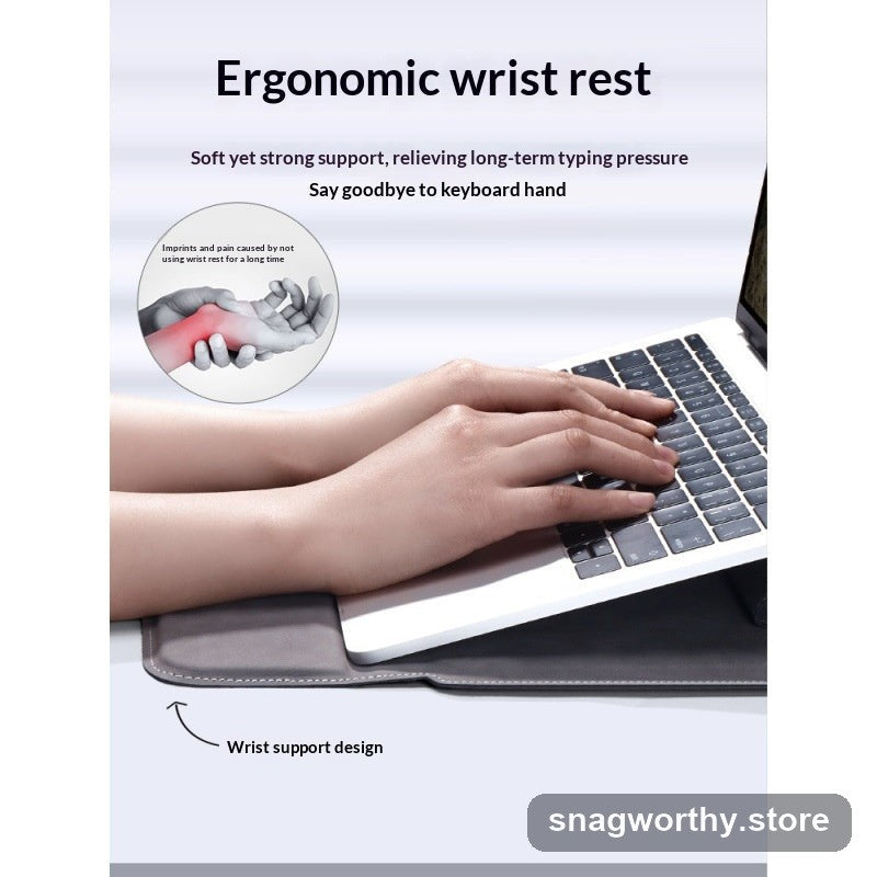 Close-up of laptop sleeve stand fold mechanism | Snagworthy.store