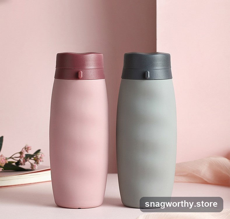 Collapsible silicone water bottle expanded | Snagworthy.store