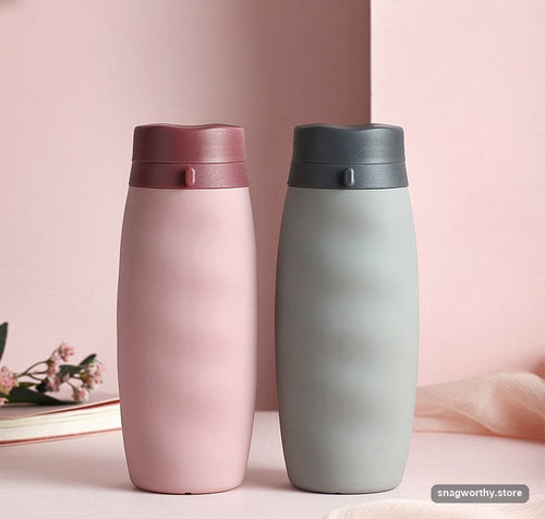 Collapsible silicone water bottle expanded | Snagworthy.store