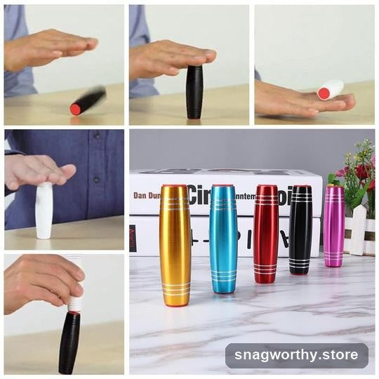 RollCalm Balance Stick fidget toy being flipped and rolled by hand | Snagworthy.store