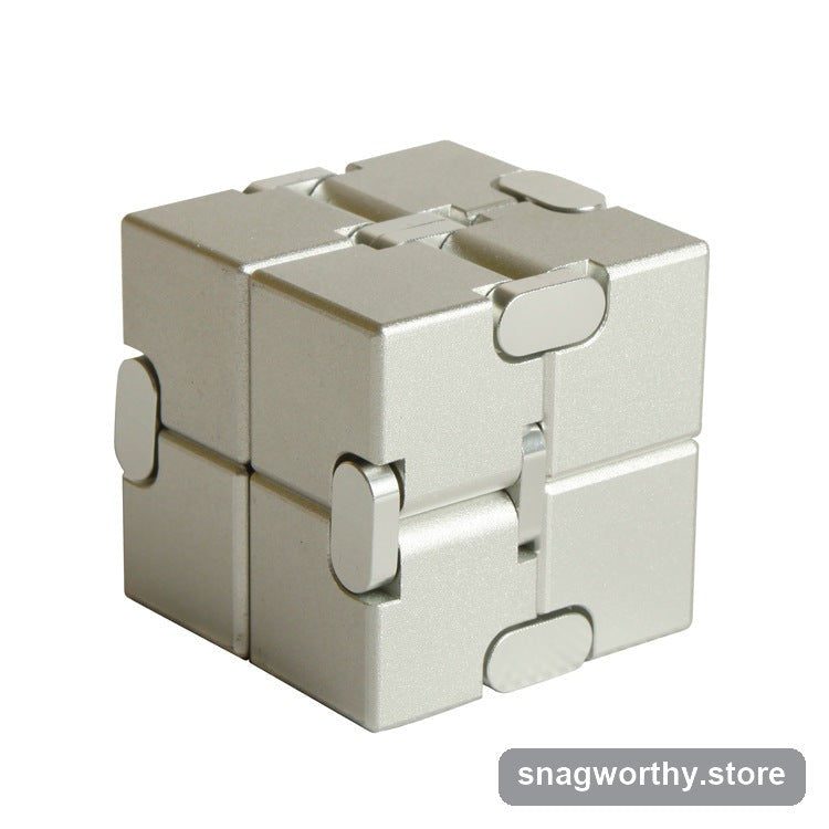 InfinityGrip Cube silver metal infinity cube folded | Snagworthy.store