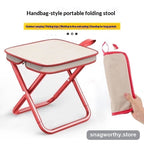 Handbag-style portable folding stool open and packed in pouch | Snagworthy.store