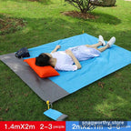 Picnic blanket in use outdoors showing size options | Snagworthy.store