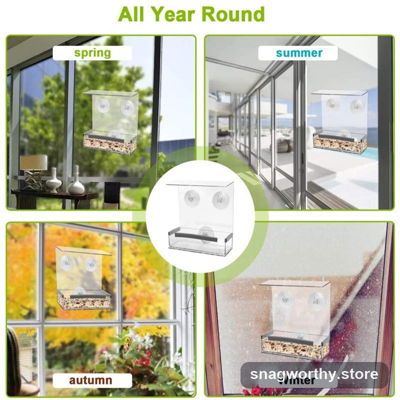 Window bird feeder mounted in different seasons | Snagworthy.store