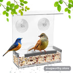 Window bird feeder close-up with birds and seed | Snagworthy.store