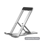 TiltFold aluminium phone stand, silver variant | Snagworthy.store