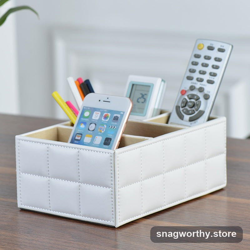 DeskDivide 4-compartment desk organiser, white, holding pens and small accessories | Snagworthy.store