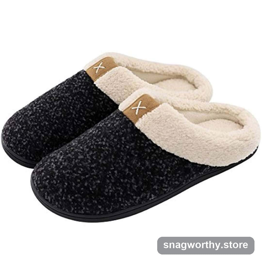 CloudStep memory foam slippers in black with cream fleece collar | Snagworthy.store