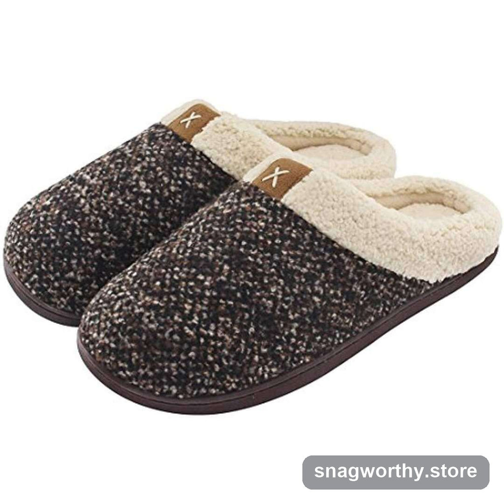 CloudStep memory foam slippers in brown with cream fleece collar | Snagworthy.store