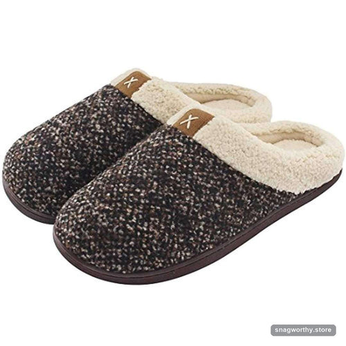 CloudStep memory foam slippers in brown with cream fleece collar | Snagworthy.store