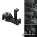 Car headrest hook with phone holder shown in use hanging a bag | Snagworthy.store