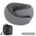 Grey memory foam travel neck pillow with carry pouch | Snagworthy.store