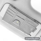 Grey car sun visor organizer mounted on visor with card slots and mesh pocket | Snagworthy.store