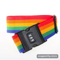 Rainbow striped luggage strap with combination lock buckle | Snagworthy.store