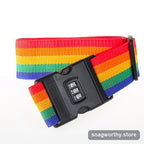 Rainbow striped luggage strap with combination lock buckle | Snagworthy.store