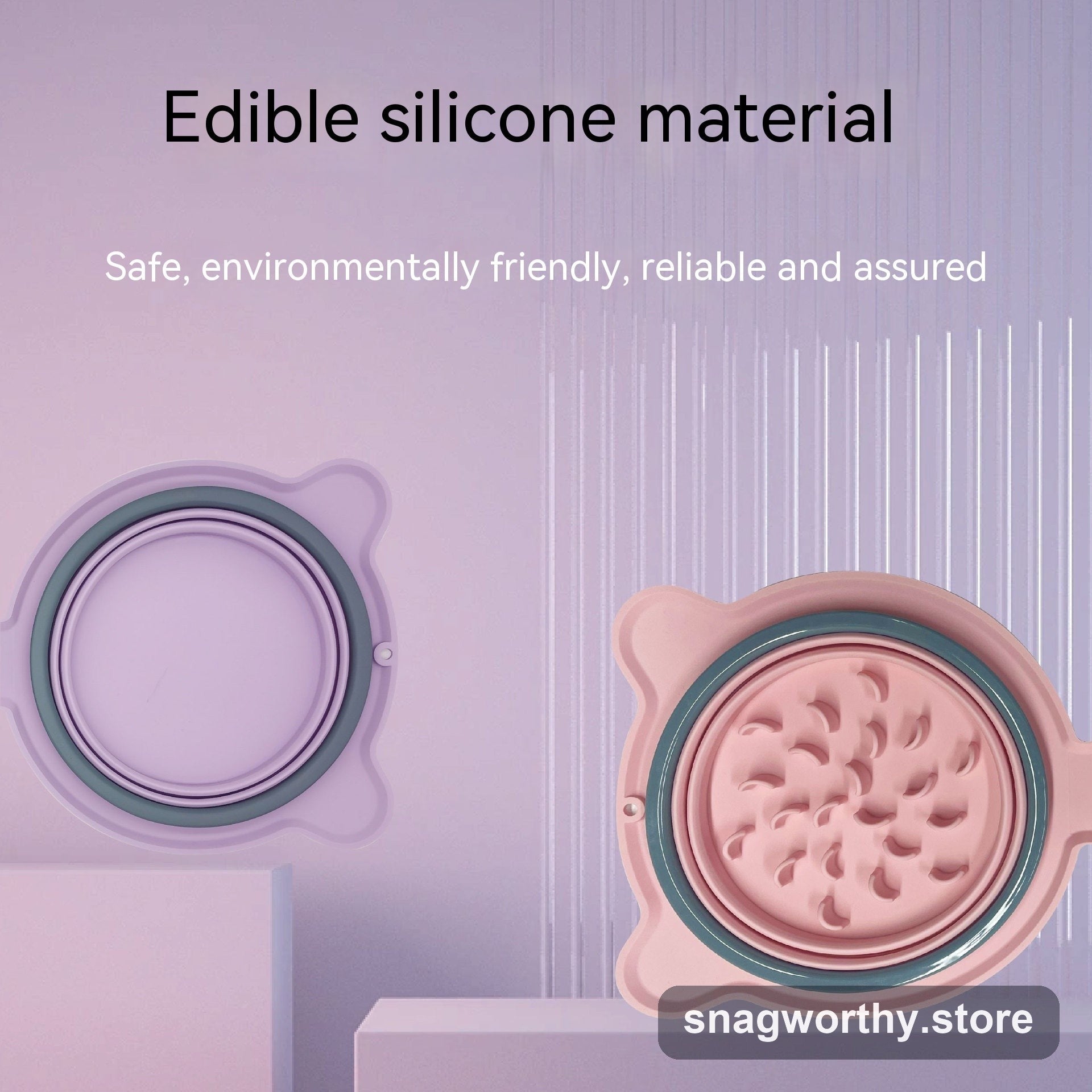 Travel bowl set collapsed flat, edible silicone material | Snagworthy.store