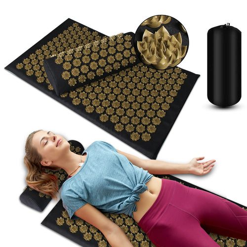 Acupressure mat and pillow set for relaxation