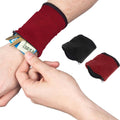 Wrist wallet band with zip card pocket