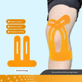 Precut kinesiology tape shaped for knee support