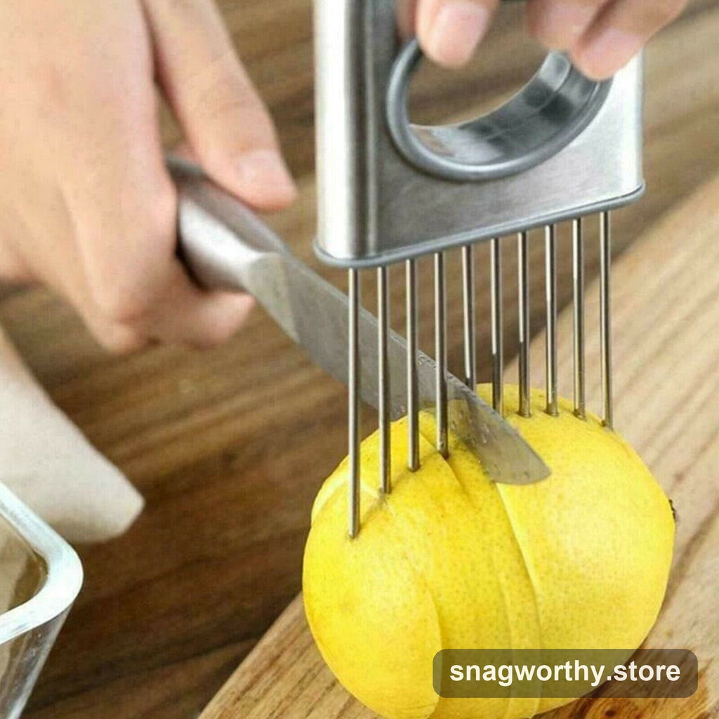 Onion holder slicer holding tomato | Snagworthy.store