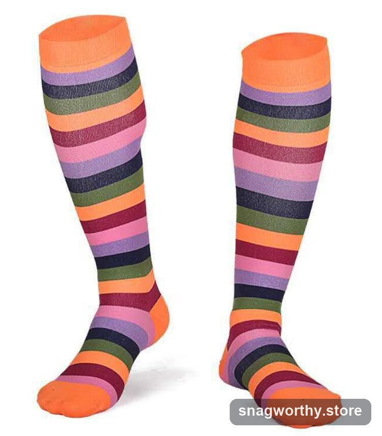 StrideSupport Compression Socks rainbow stripe pair | Snagworthy.store